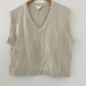 H&M Cream Tan V-Neck Sweater Vest